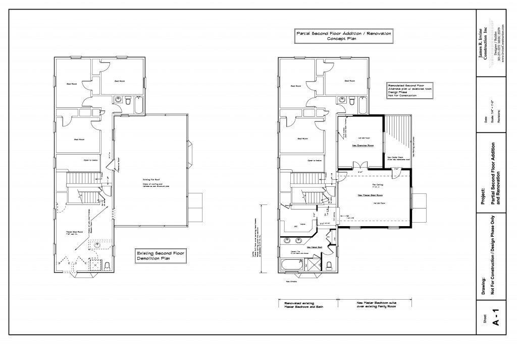 Second Floor Addition Plans for Home in Montgomery County, Maryland